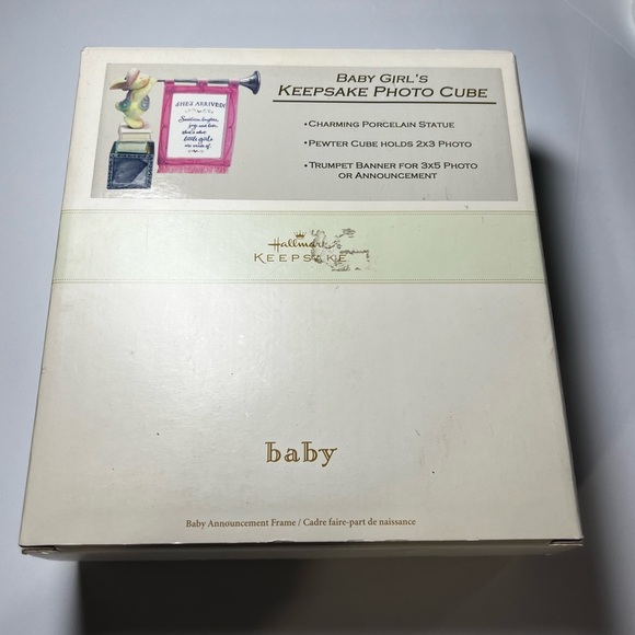 New Hallmarkk Baby Girl Keepsake Photo Cube Pewter Rabbit - Picture 2 of 8
